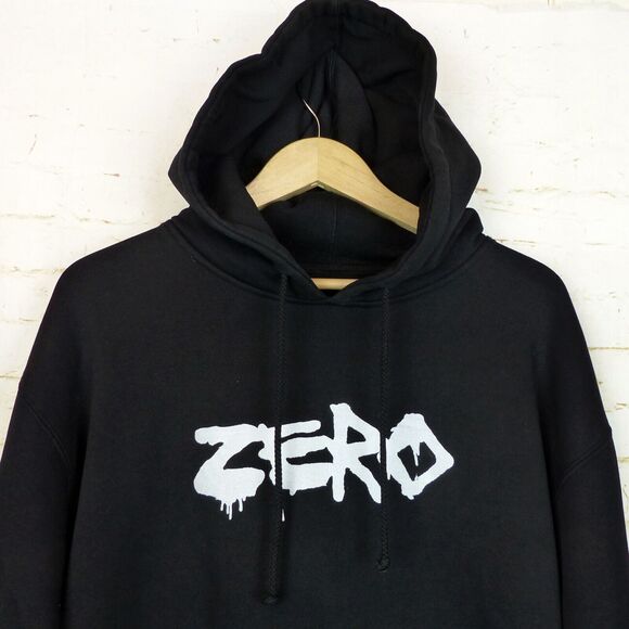 Y2K VTG Zero Skateboards Eat Me Hoodie Mens L Black Logo Spell Out Skate Grunge - Picture 5 of 13